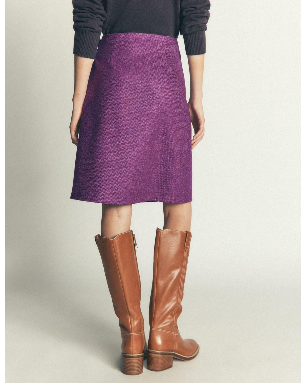 Boden Purple Vera Double Buckle Kilt