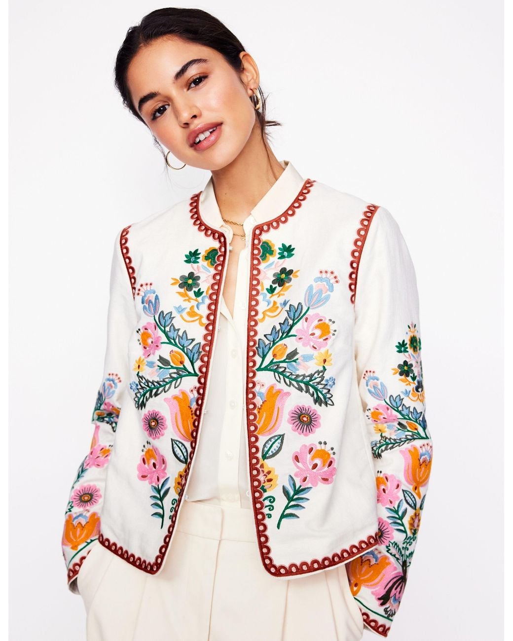 Boden Embroidered Item Jacket-Ivory, Tulip Fusion in White | Lyst UK
