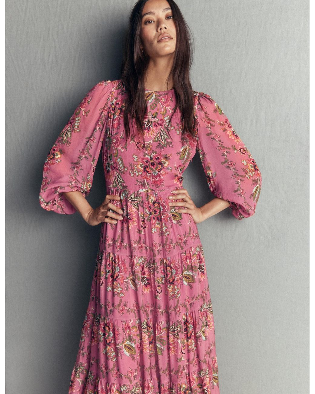 Boden Green Multi Tiered Maxi Dress