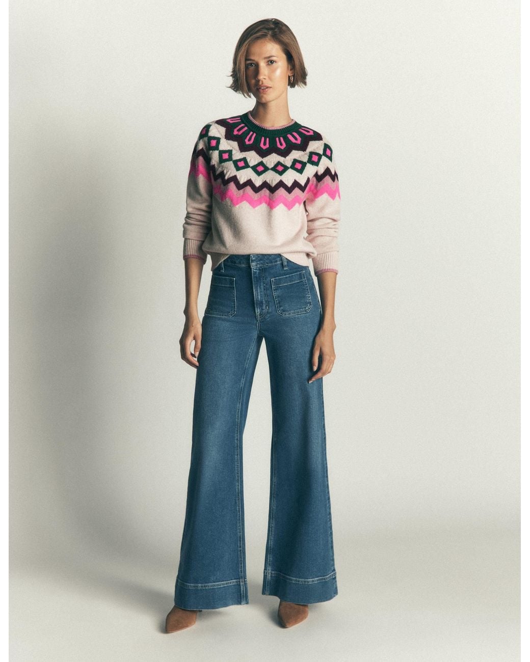 Boden Natural Mae Fair Isle Knitted Jumper