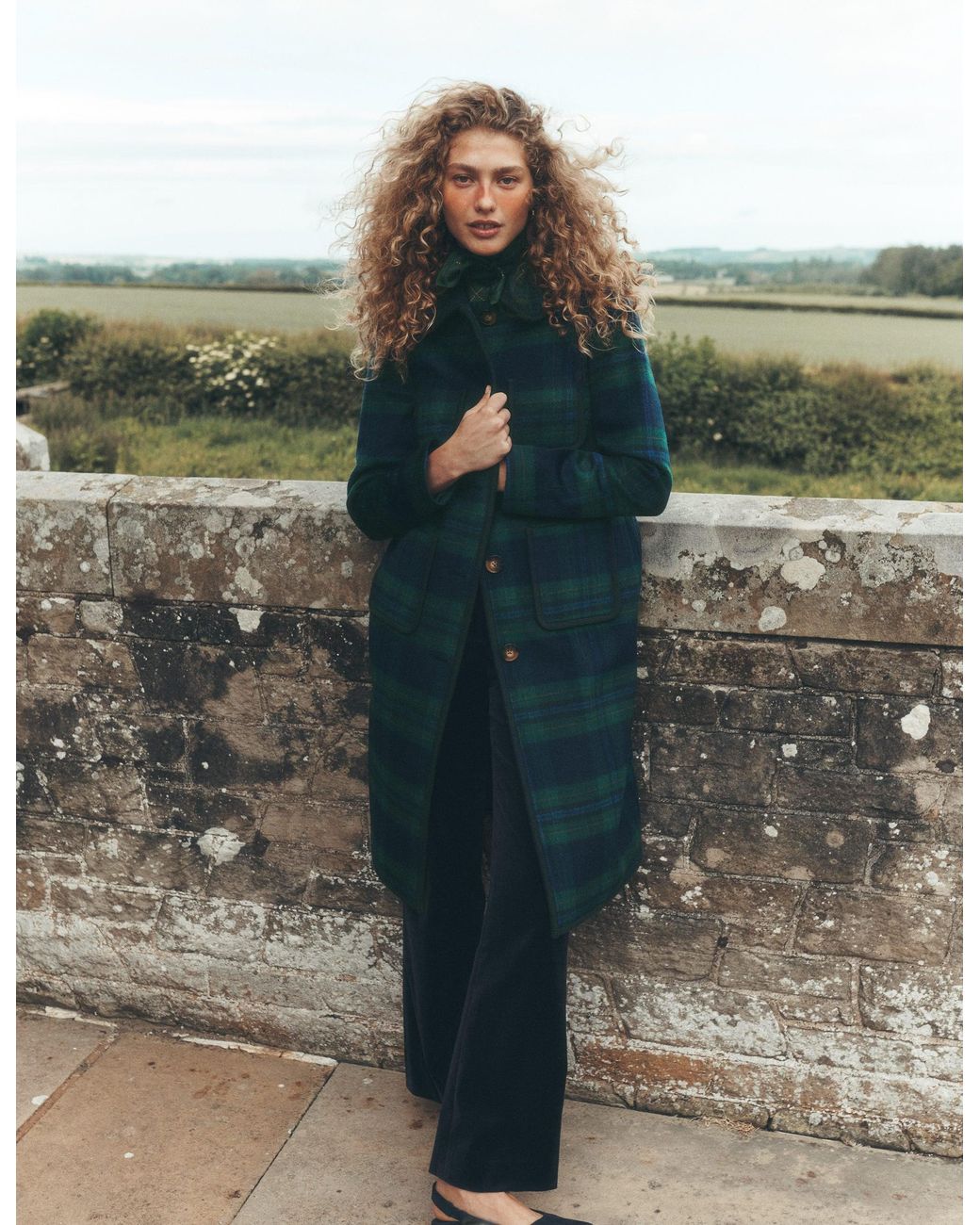 Boden Green Patch Pocket Wool Blend Coat