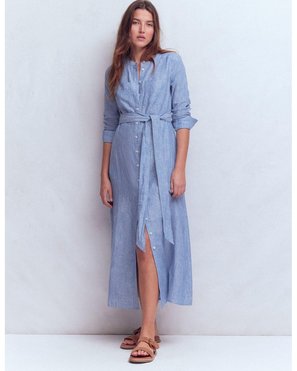 Boden Blue Mollie Linen Shirt Dress