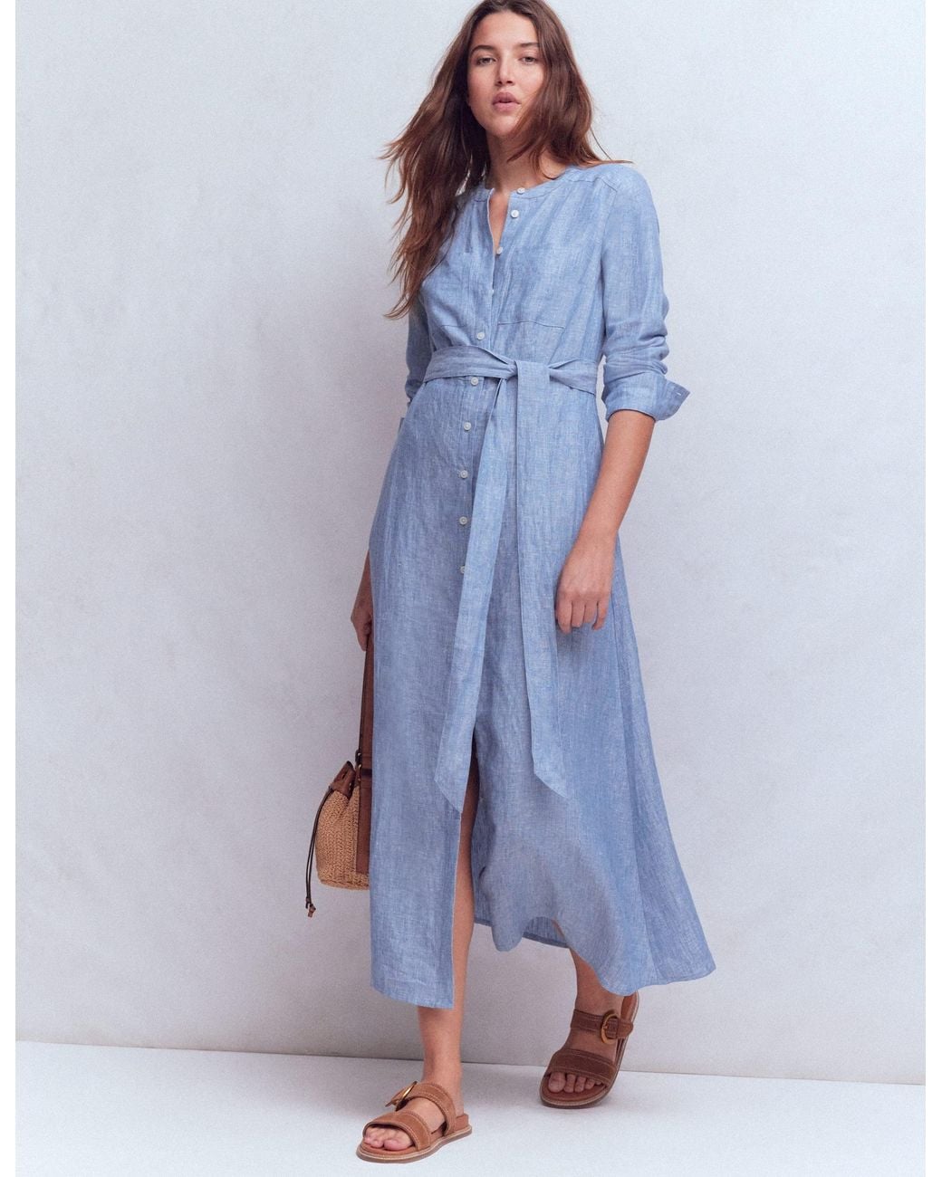 Boden Blue Mollie Linen Shirt Dress