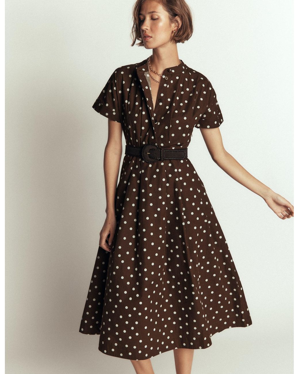 Boden Brown Grown On Sleeve Midi Dress