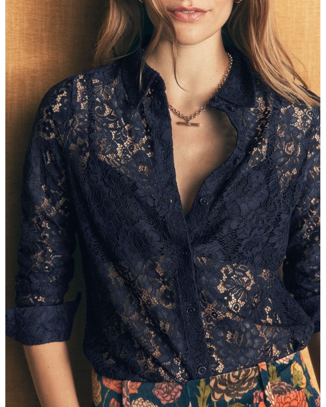 Boden Blue Jersey Lace Shirt