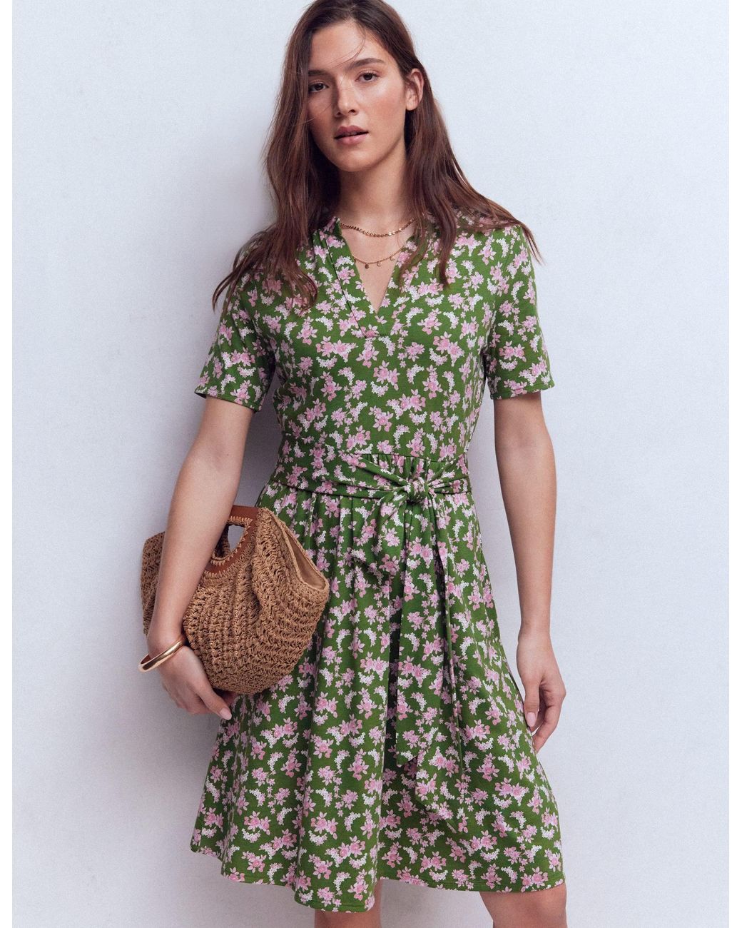 Boden Green Daisy Flippy Jersey Dress