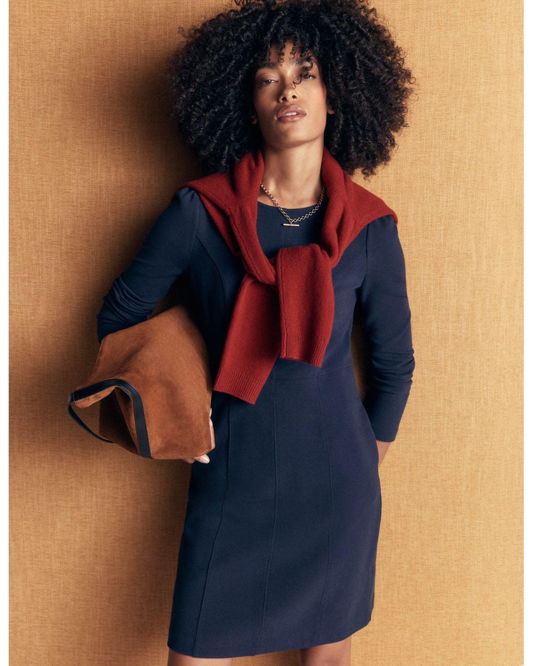 Boden Blue Marla Seamed Ottoman Dress
