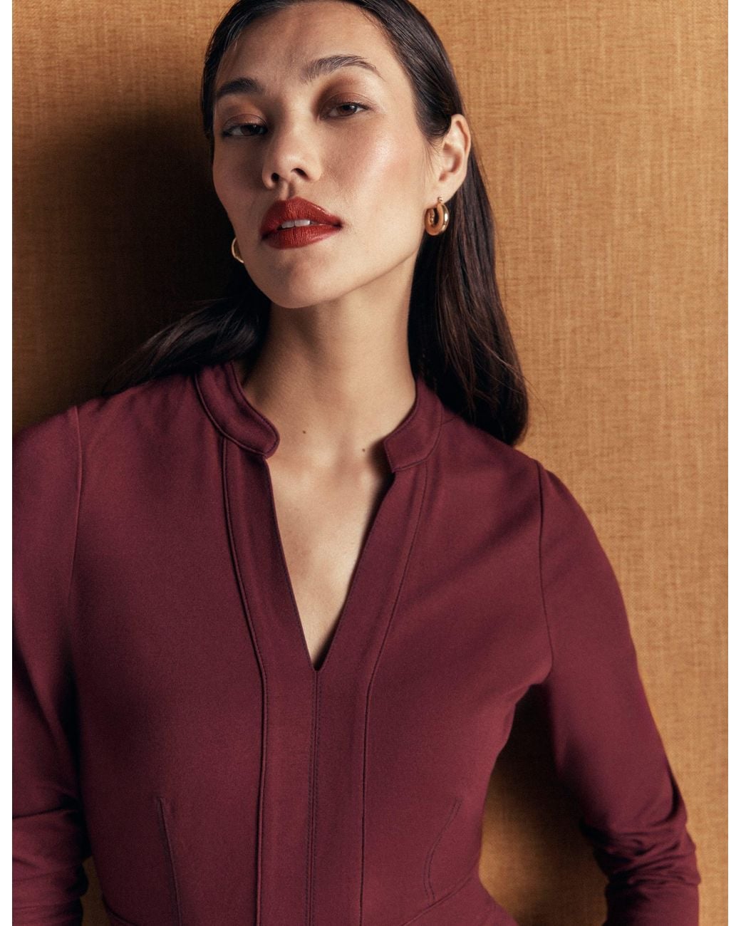 Boden Brown Alex Ponte Contrast Midi Dress