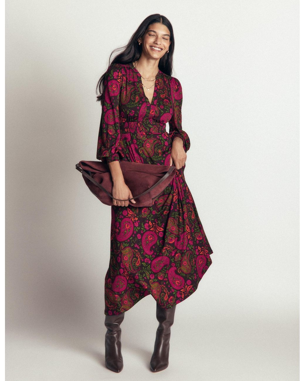 Boden Red Georgia Jersey Midi Dress
