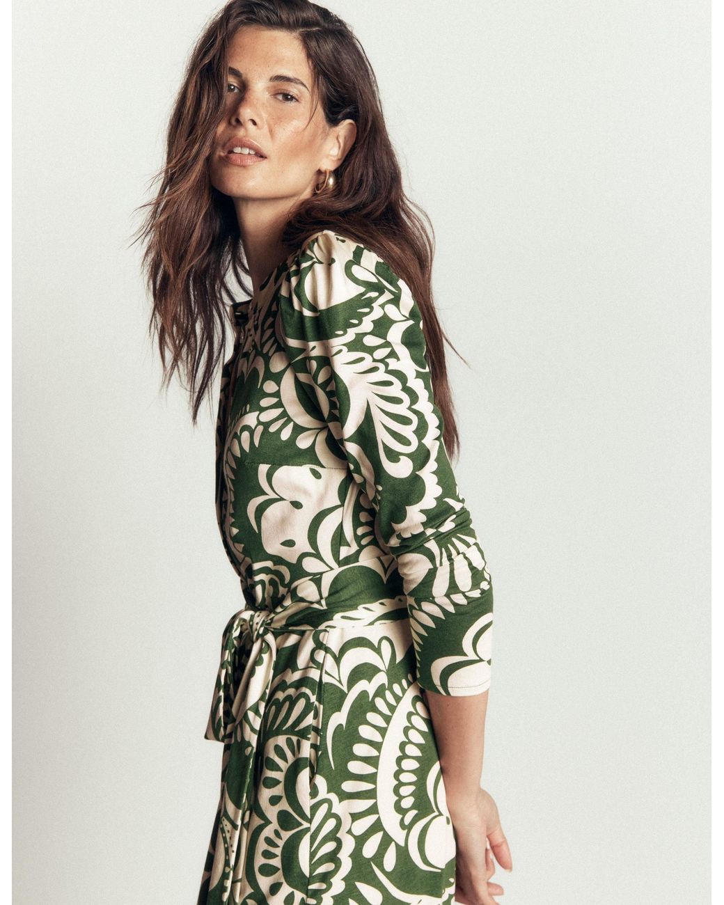 Boden Green Honor Column Jersey Midi Dress