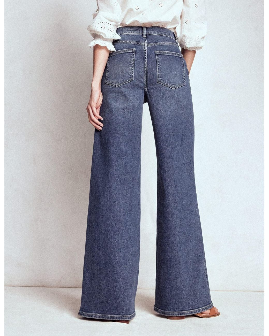 Boden Blue High Rise Clean Wide Jeans