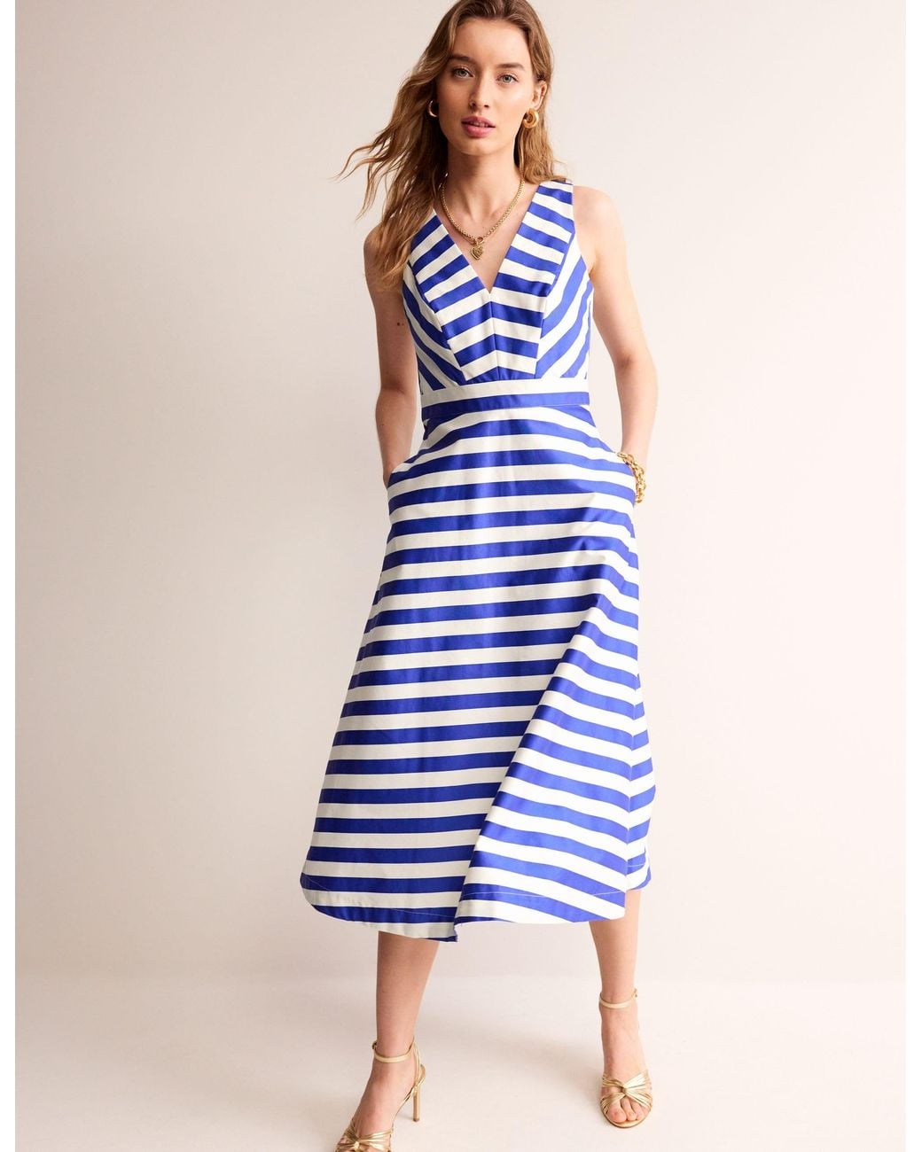 boden blue and white striped dress Elodie Jersey Maxi Dress-Navy and Ivory Stripe