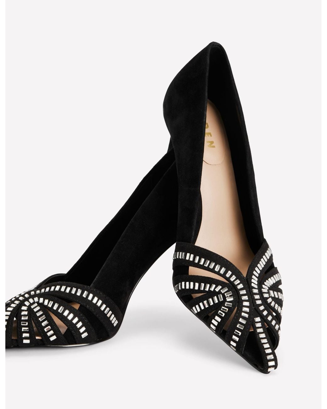 Boden Black Caged Court Shoes