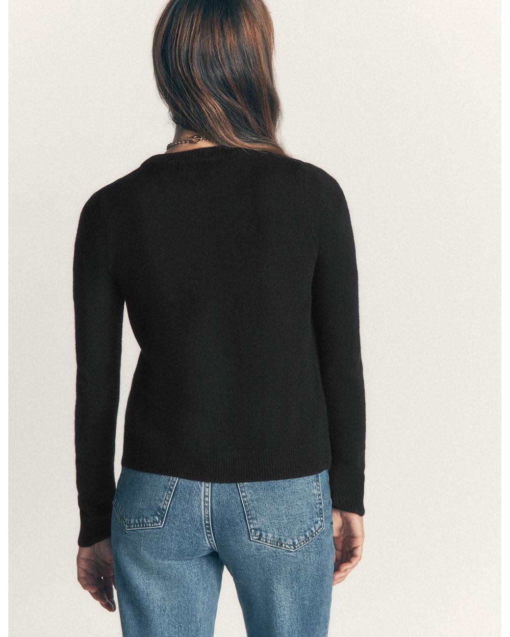 Boden Black Elsie Cashmere Crew Cardigan