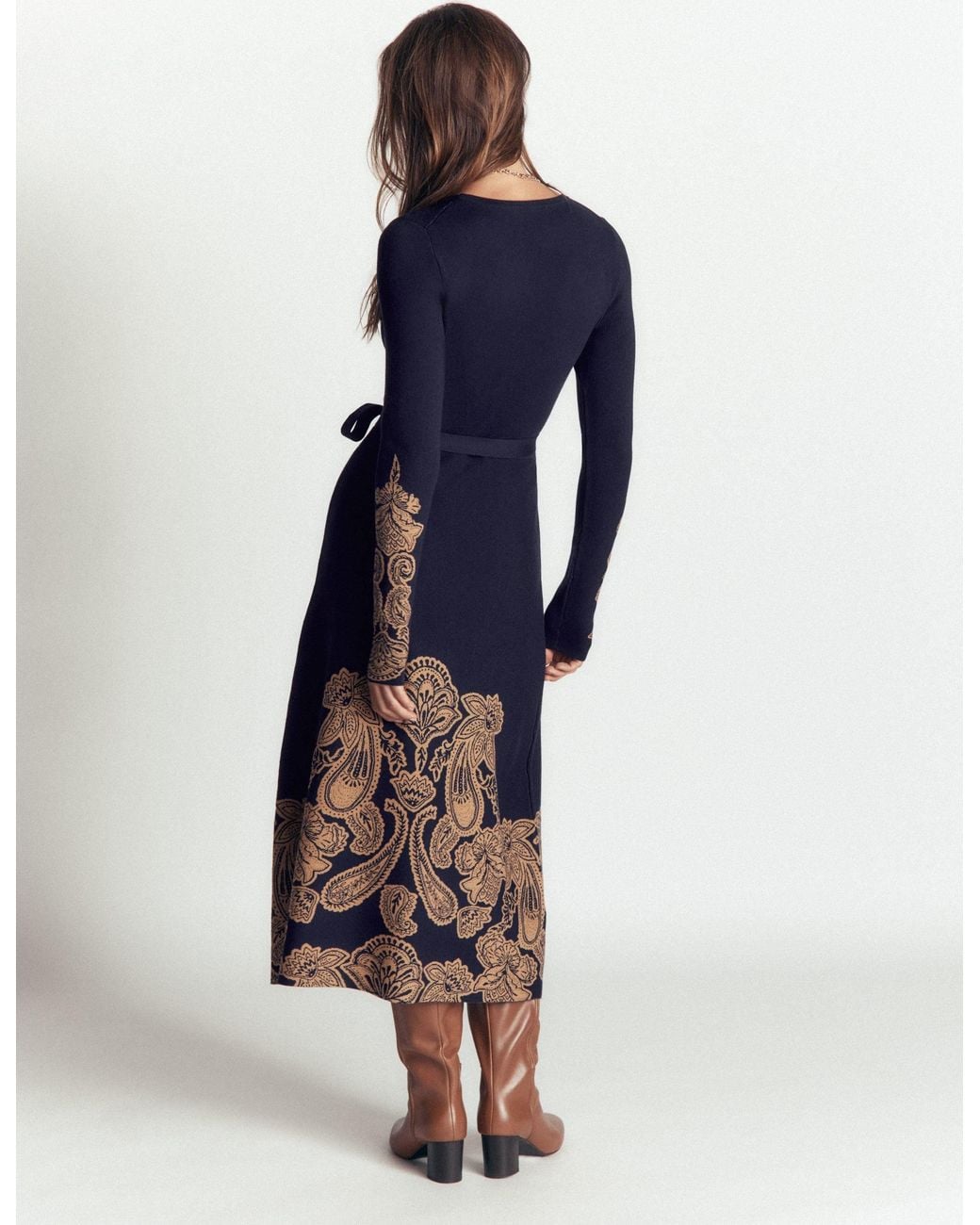 Boden Blue Crew Midi Jacquard Dress
