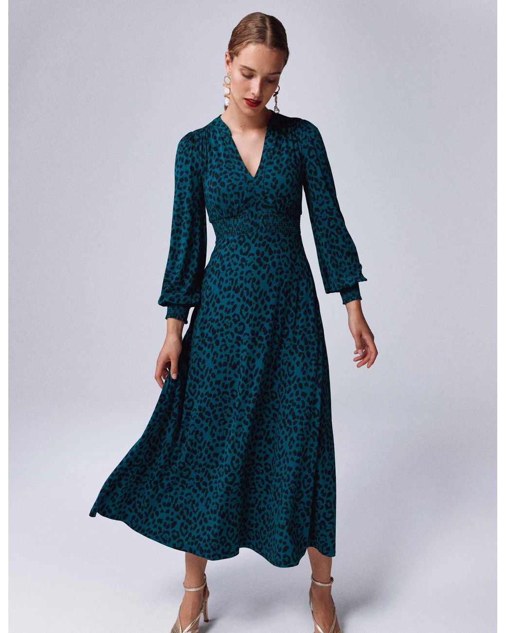knee length dresses for ladies Ivy Smocked Midi Dress-Black main image 1