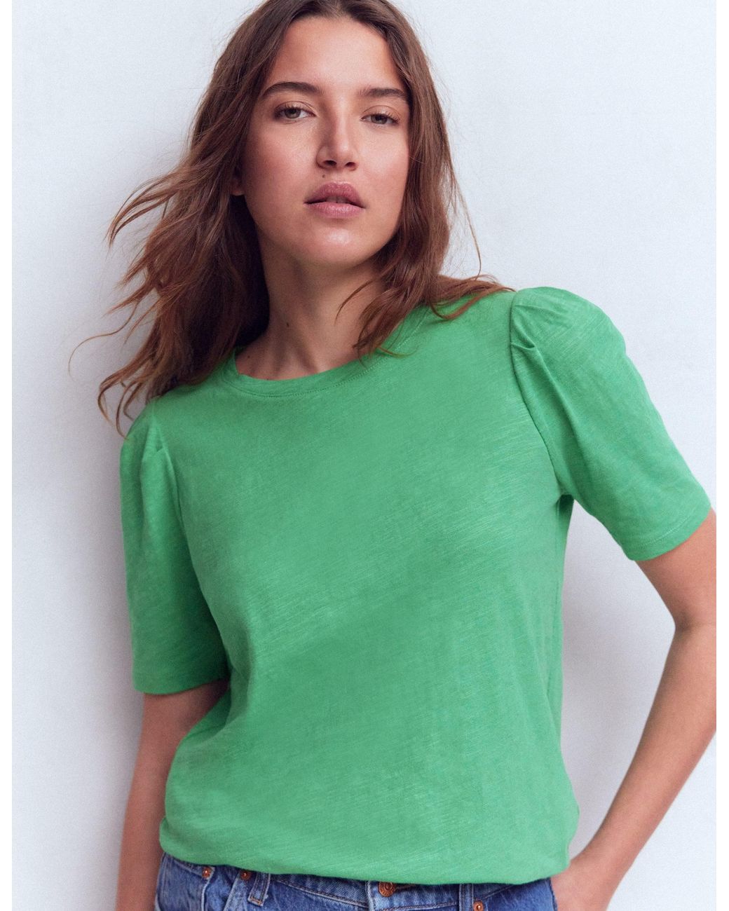 Boden Green Sophie Puff Sleeve T-Shirt