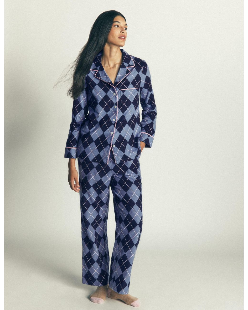 Boden Blue Brushed Cotton Pyjama Trousers