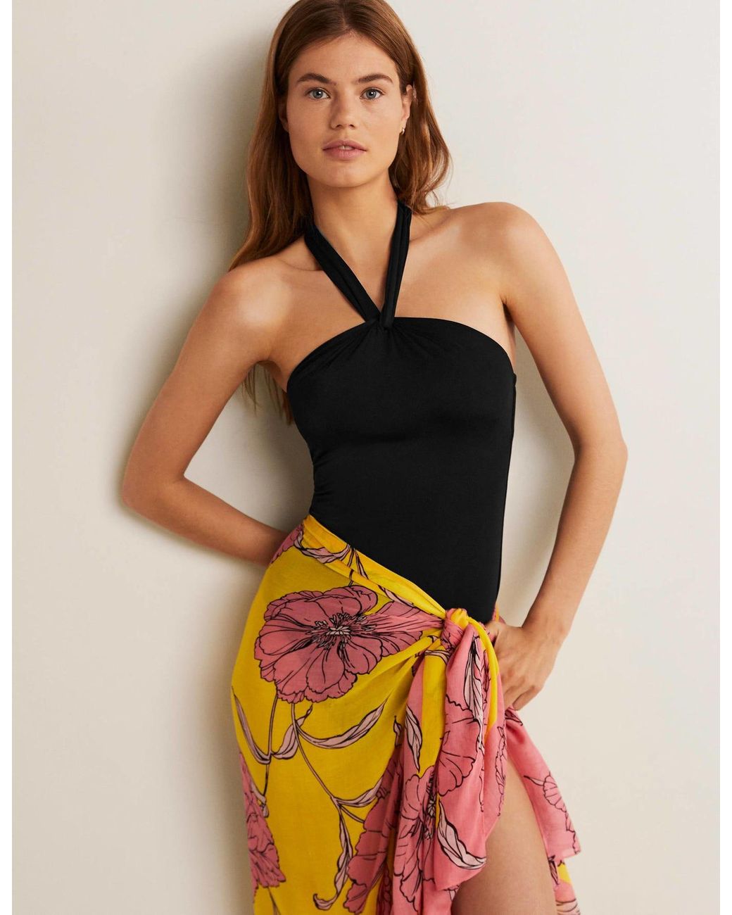 Boden Keyhole Halterneck Swimsuit in Black Lyst