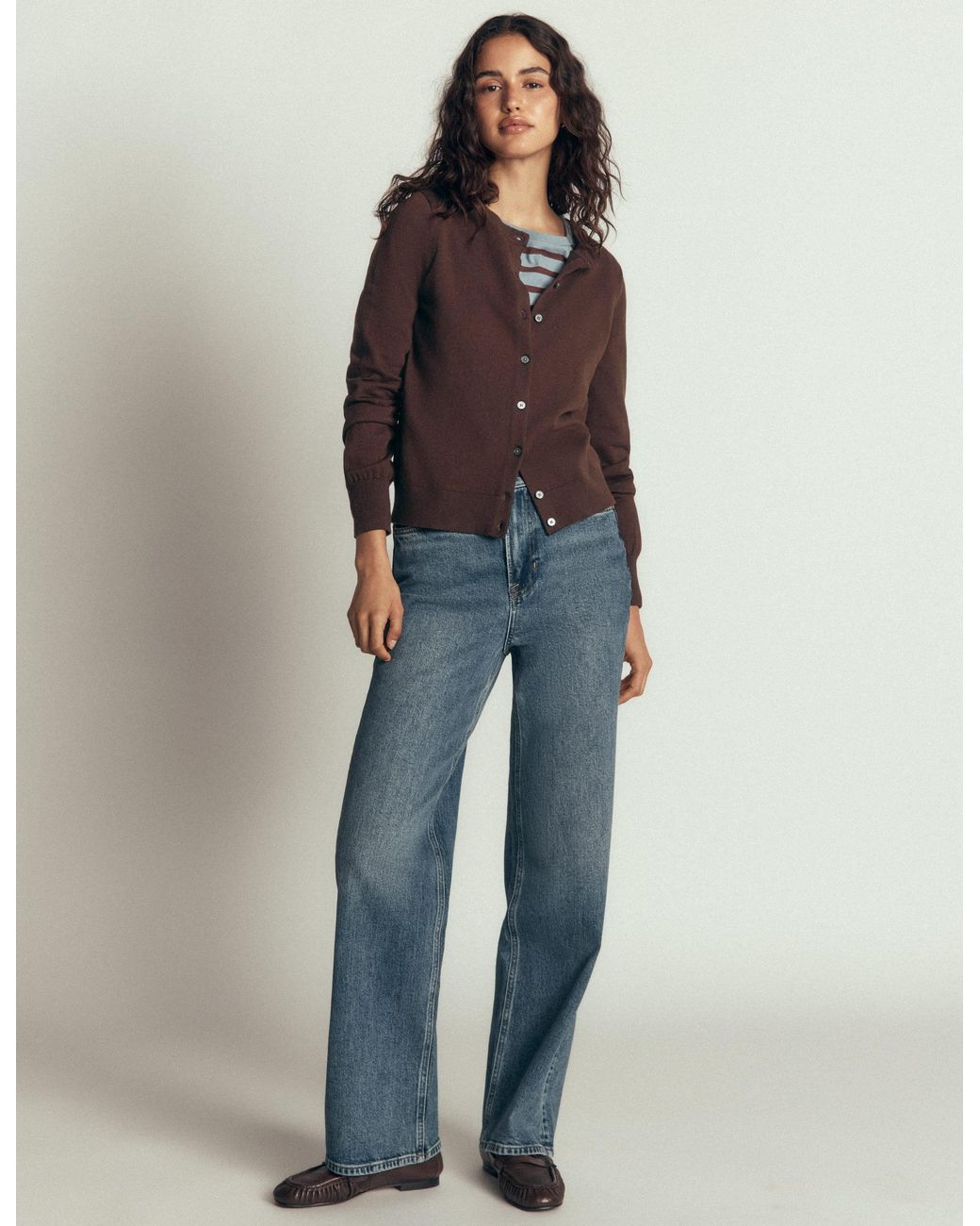 Boden Blue Camilla Cotton Crew Cardigan