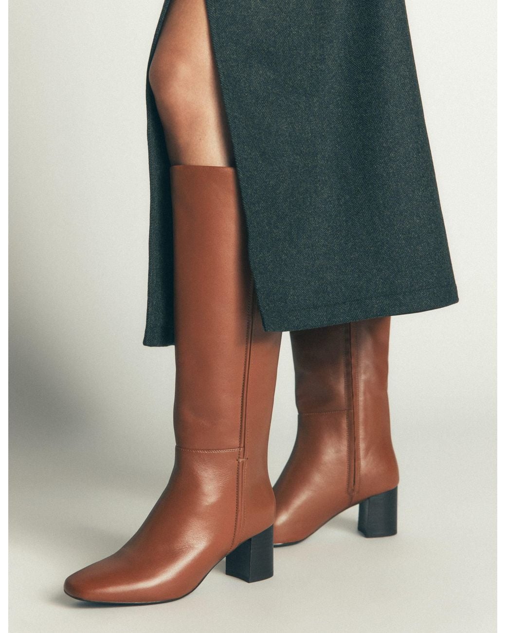 Boden Brown Seam Detail Knee Boots