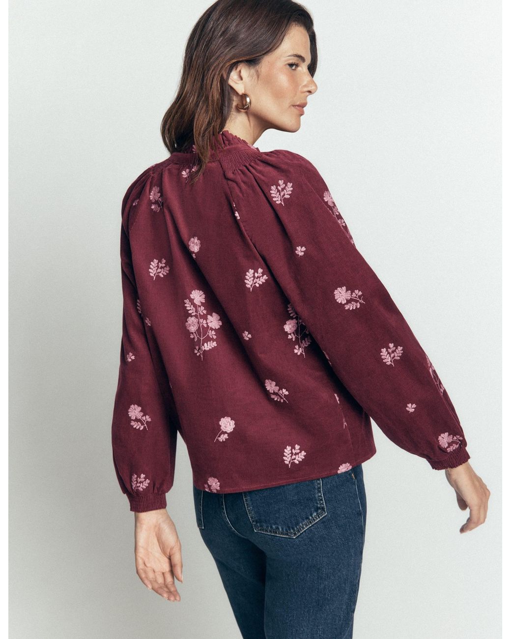 Boden Blue Erica Frill Cord Top