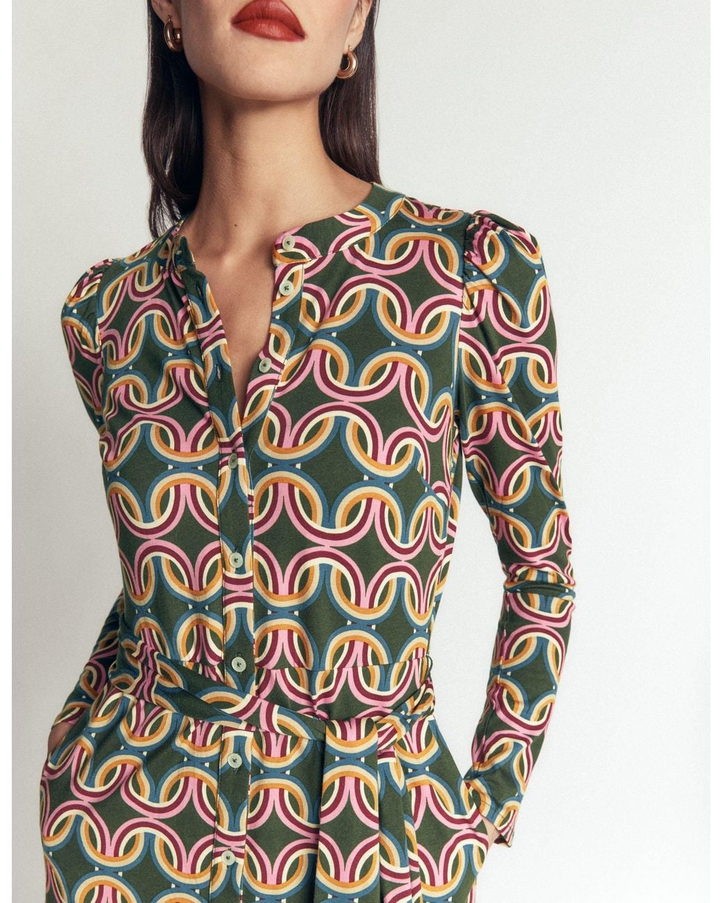 Boden Brown Honor Column Jersey Midi Dress