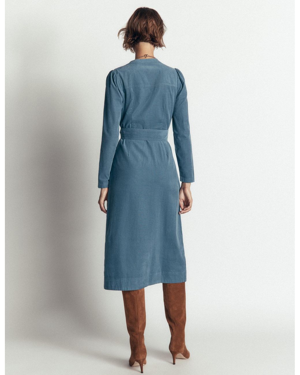 Boden Purple Louise Cord Midi Shirt Dress