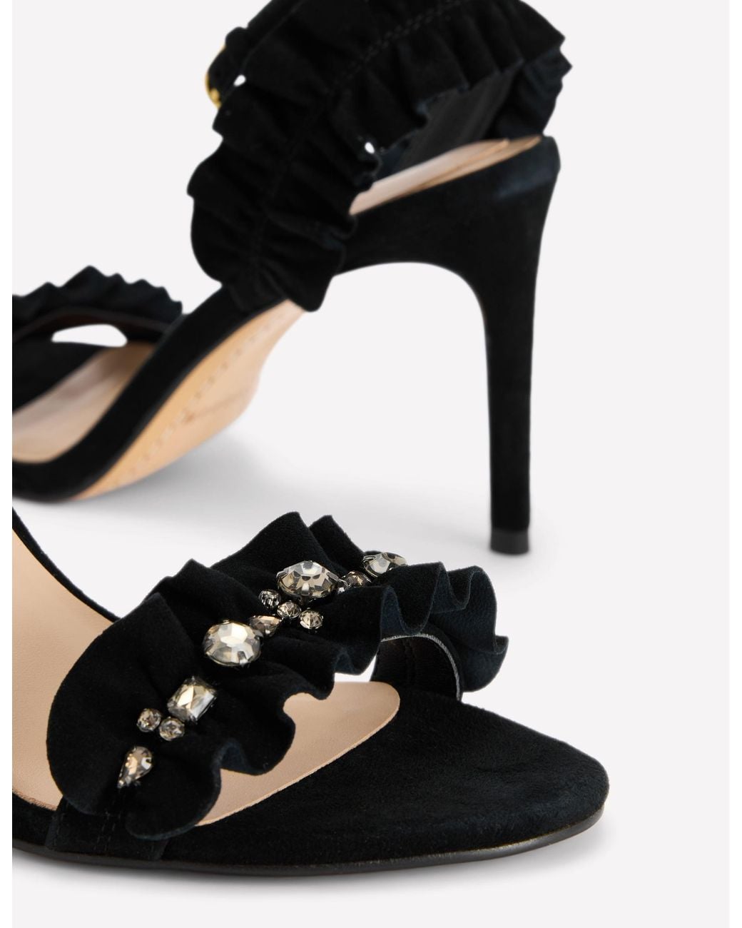 Boden Black Pleat Detail Heeled Sandals