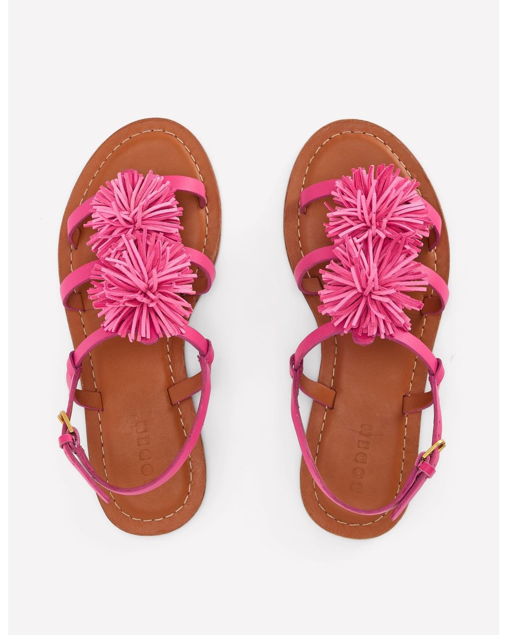 Boden Pink Pom Pom Flat Sandals