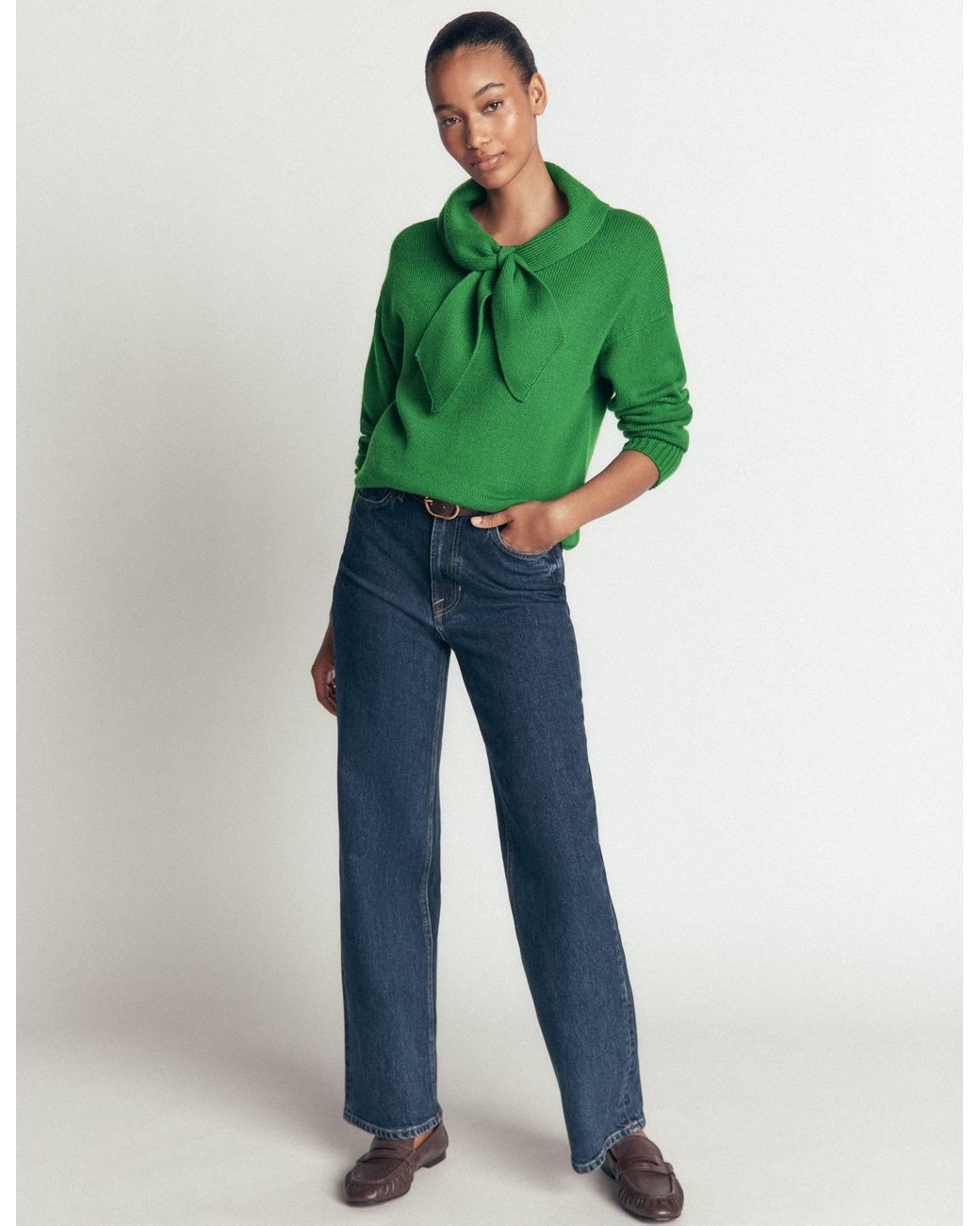Boden Green Lydia Tie Neck Knitted Sweater