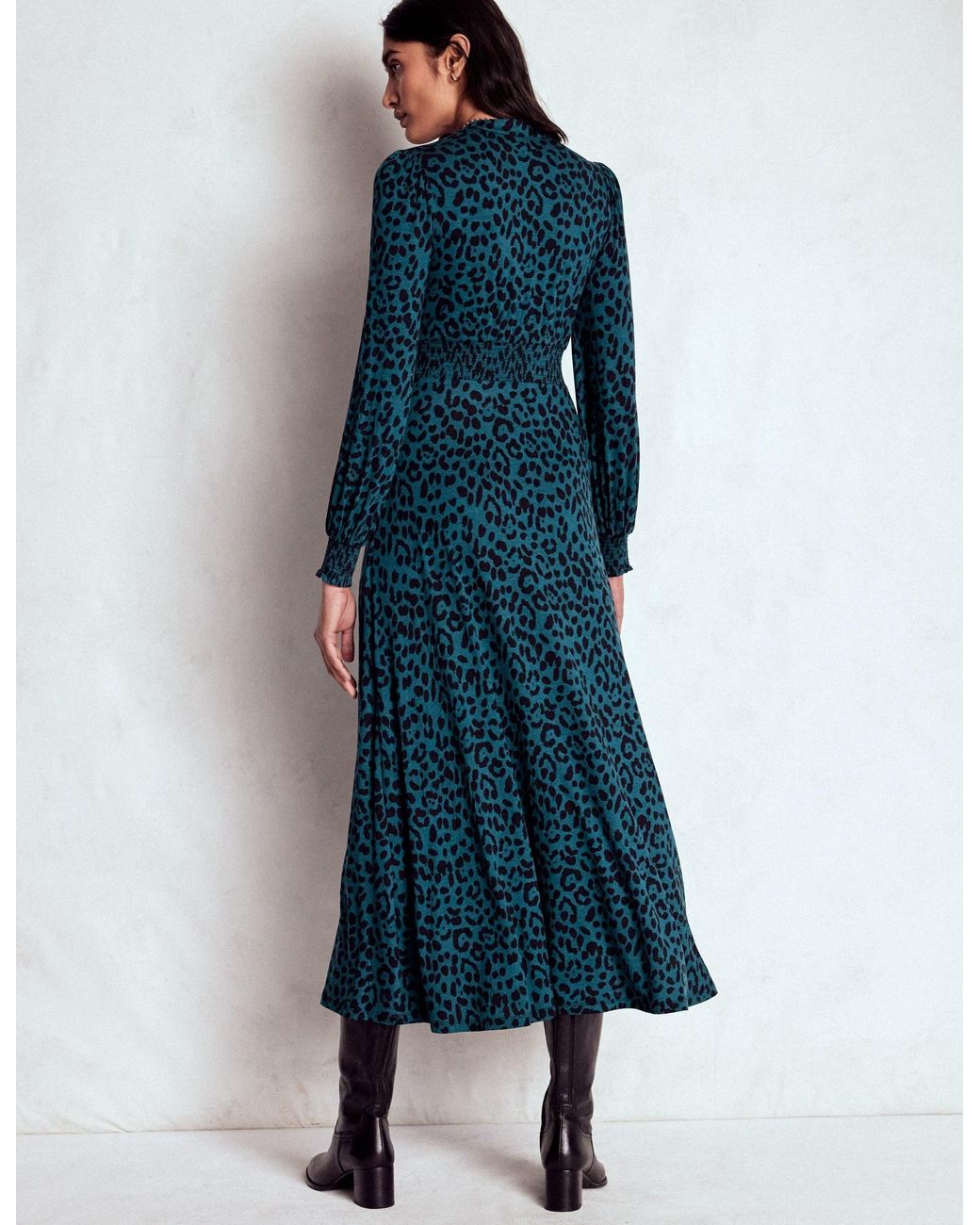 knee length dresses for ladies Ivy Smocked Midi Dress-Black