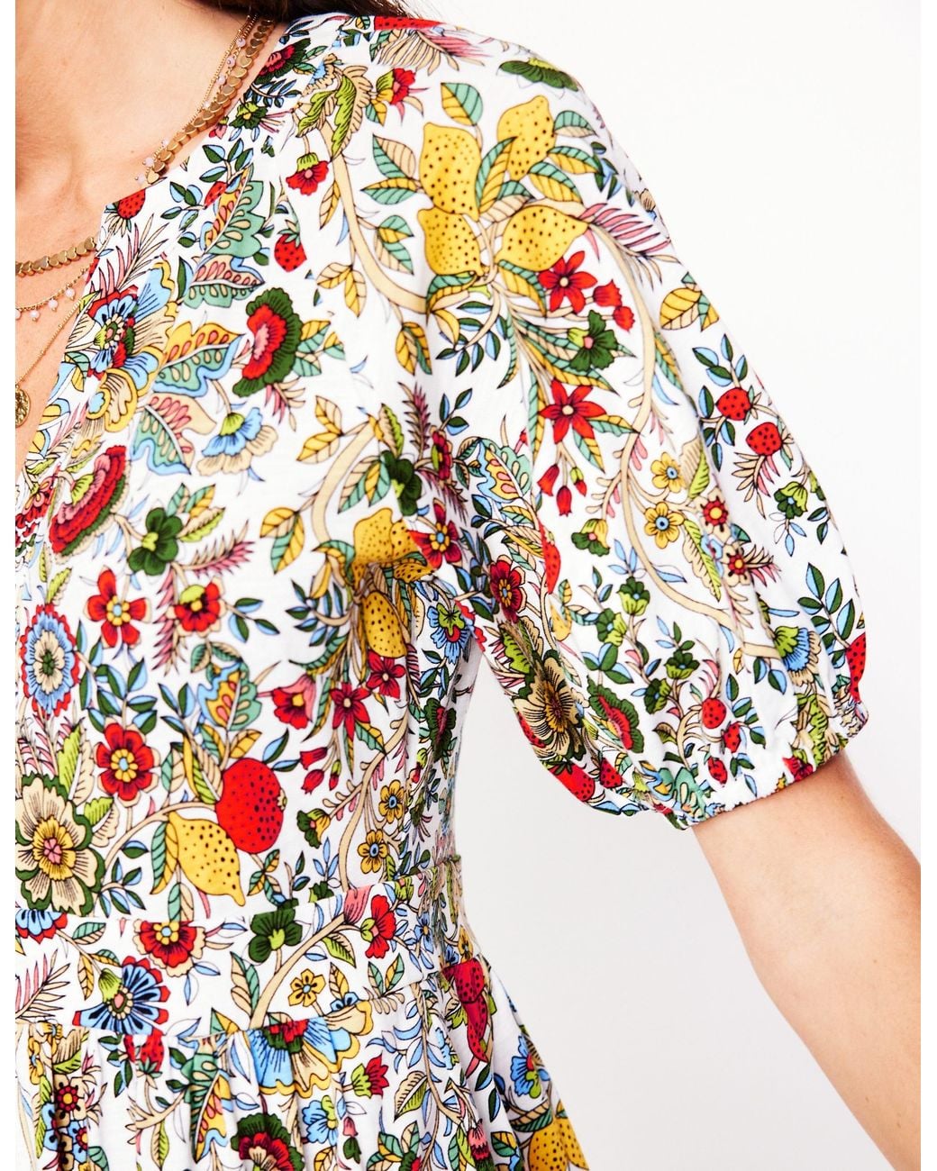 Boden Piper Short Jersey Dress-Multi, Citrus Vine in White | Lyst UK