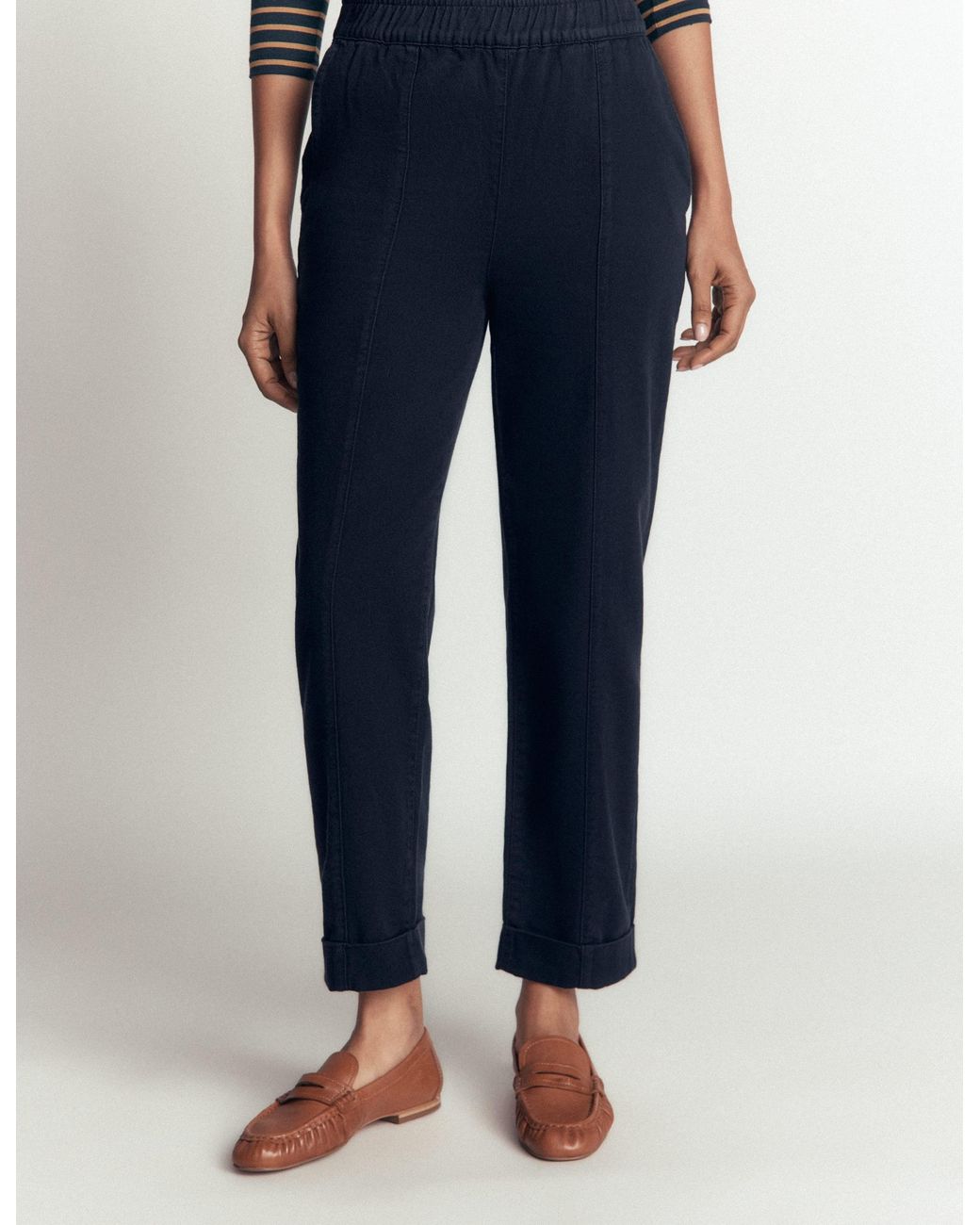 Boden Blue Mid Rise Straight Leg Trousers