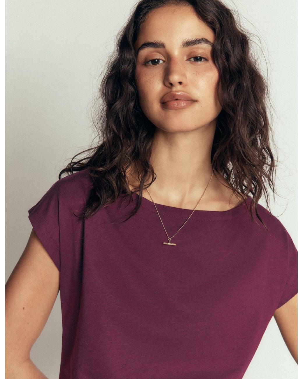 Boden Brown Supersoft Slash Neck T-Shirt