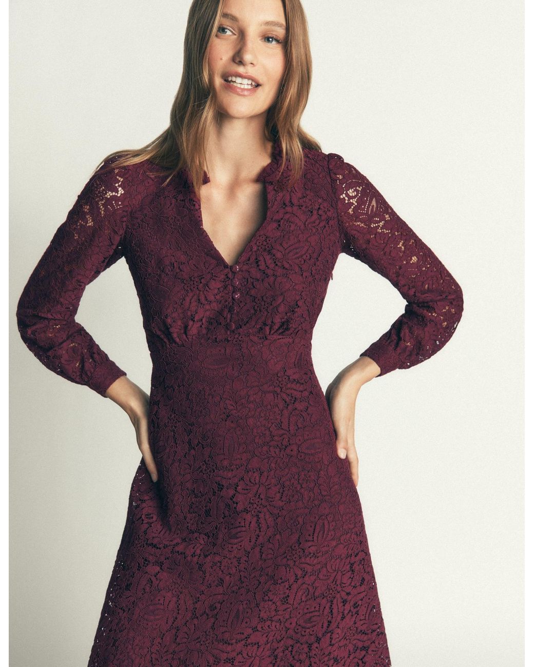 Boden Purple Cassie Lace Tea Dress