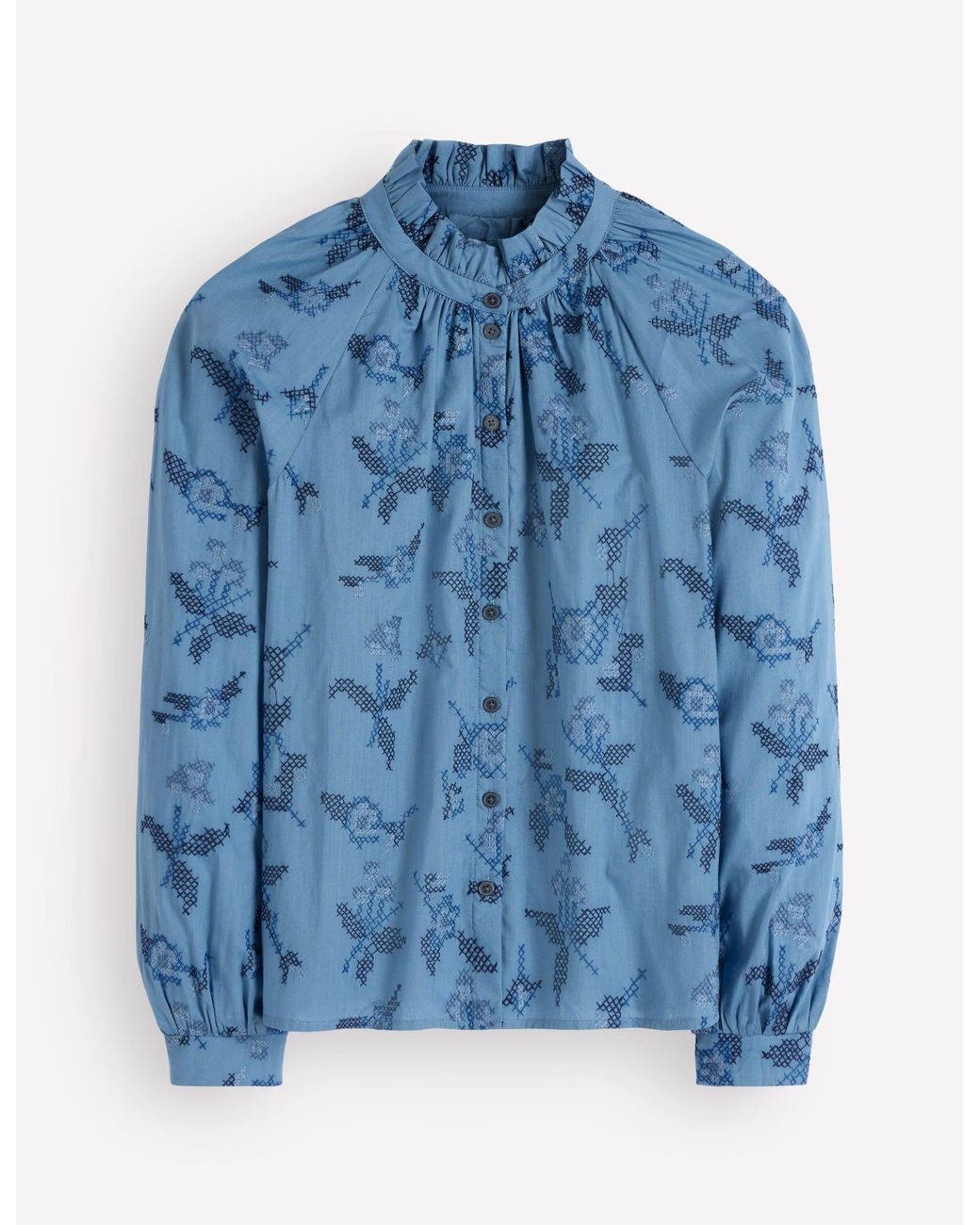 Boden Blue Erica Cotton Frill Top