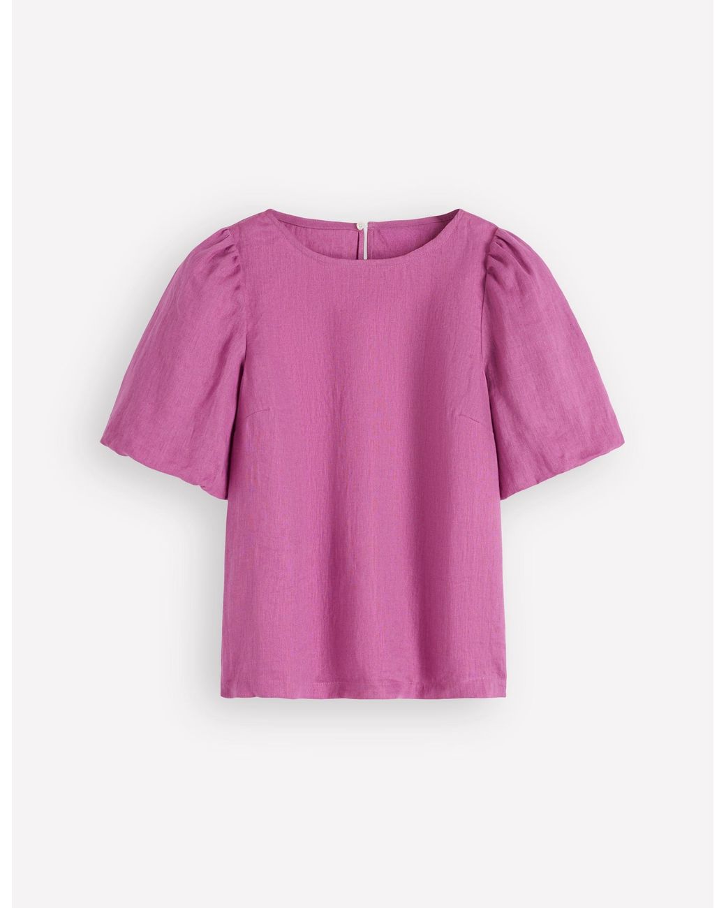 Boden Pink Linen Puff Sleeve Top