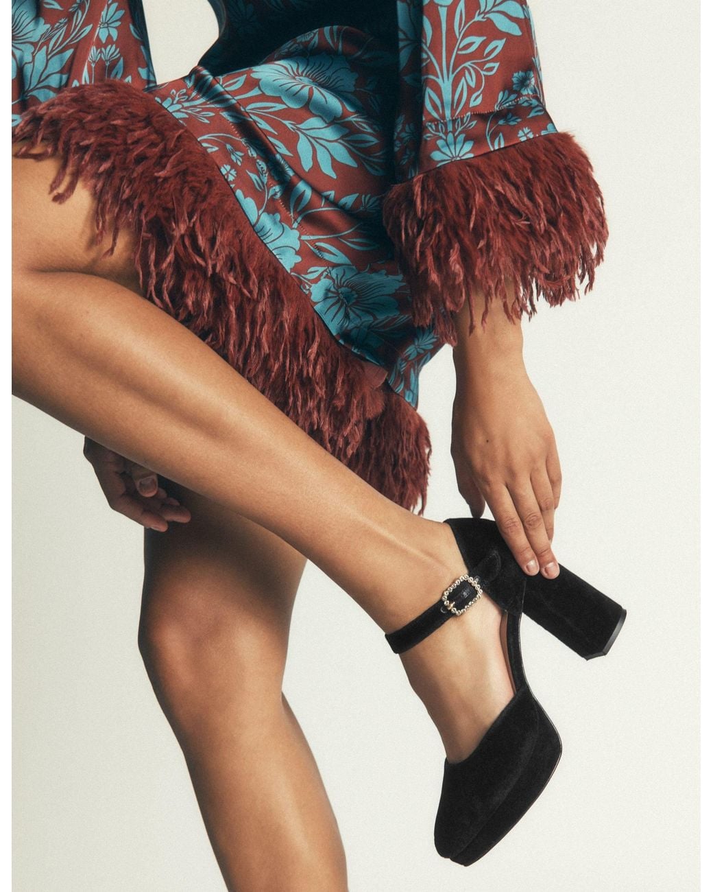 Boden Black Jewelled Buckle Platform Heels
