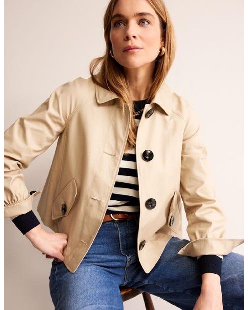 Boden Cropped Trench Jacket in Natural Lyst