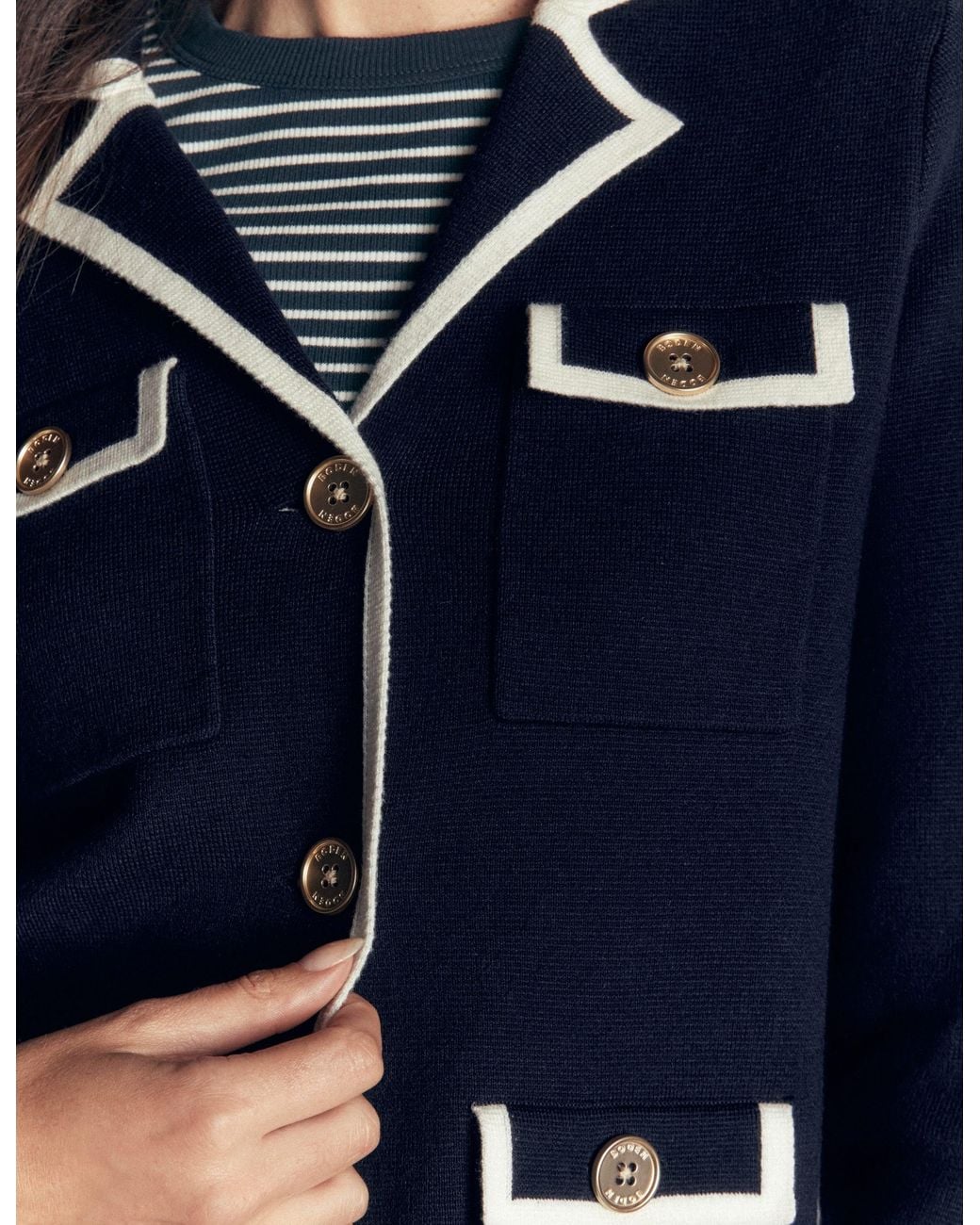 Boden Blue Phoebe Collared Knitted Jacket