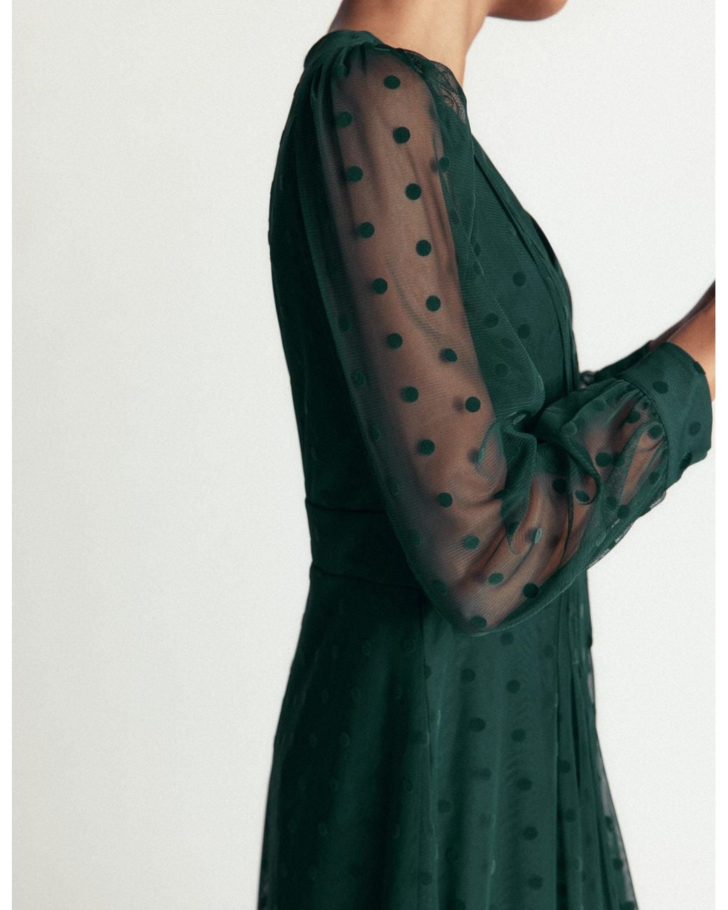 Boden Green Pleated Tulle Midi Dress