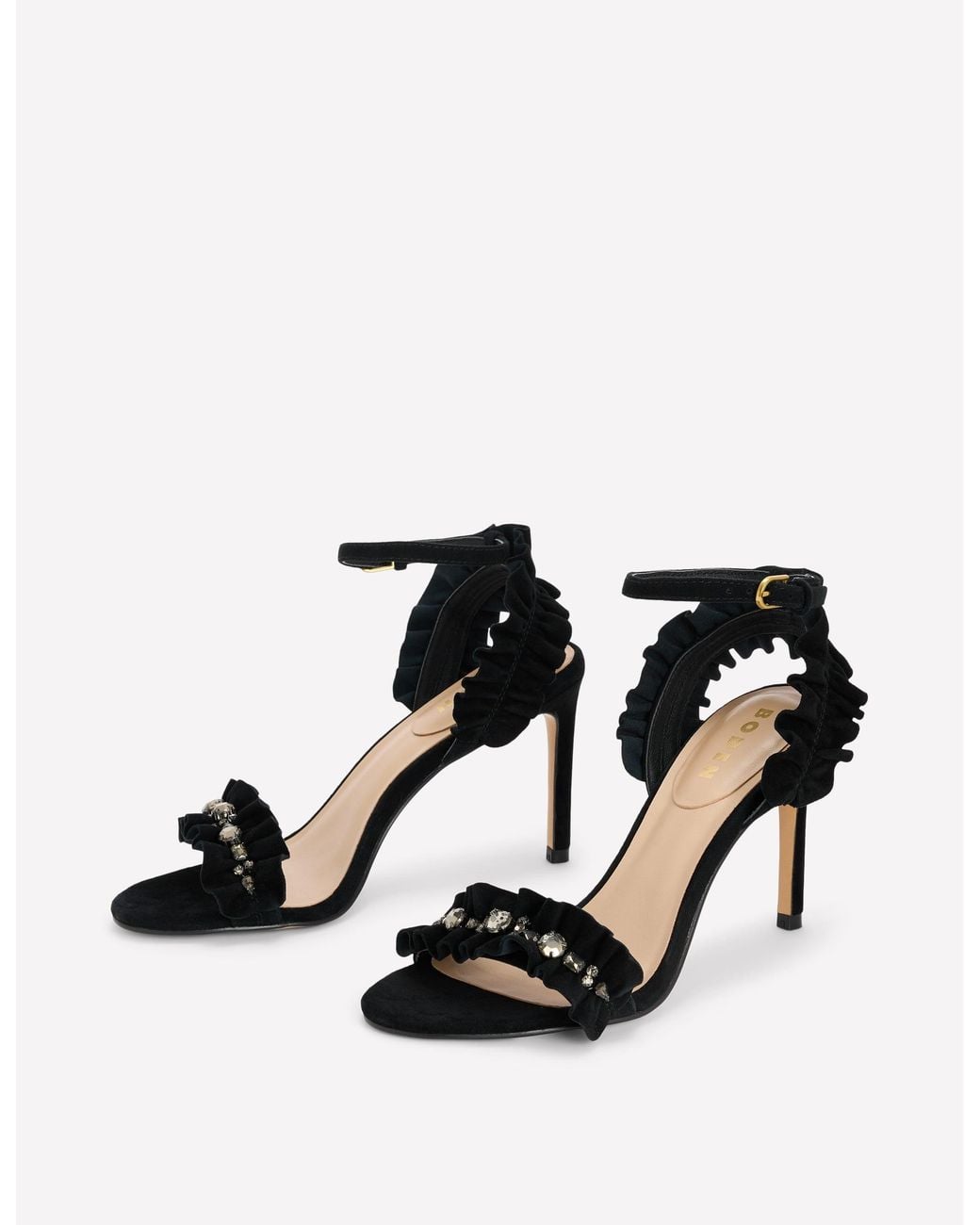 Boden Black Pleat Detail Heeled Sandals