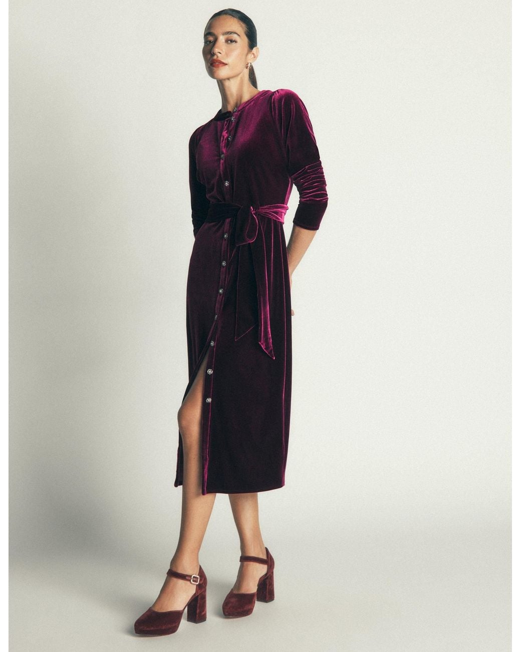 Boden Blue Honor Column Velvet Midi Dress