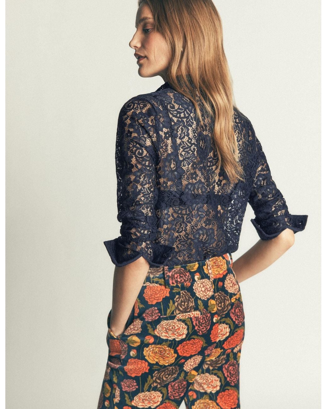 Boden Blue Jersey Lace Shirt