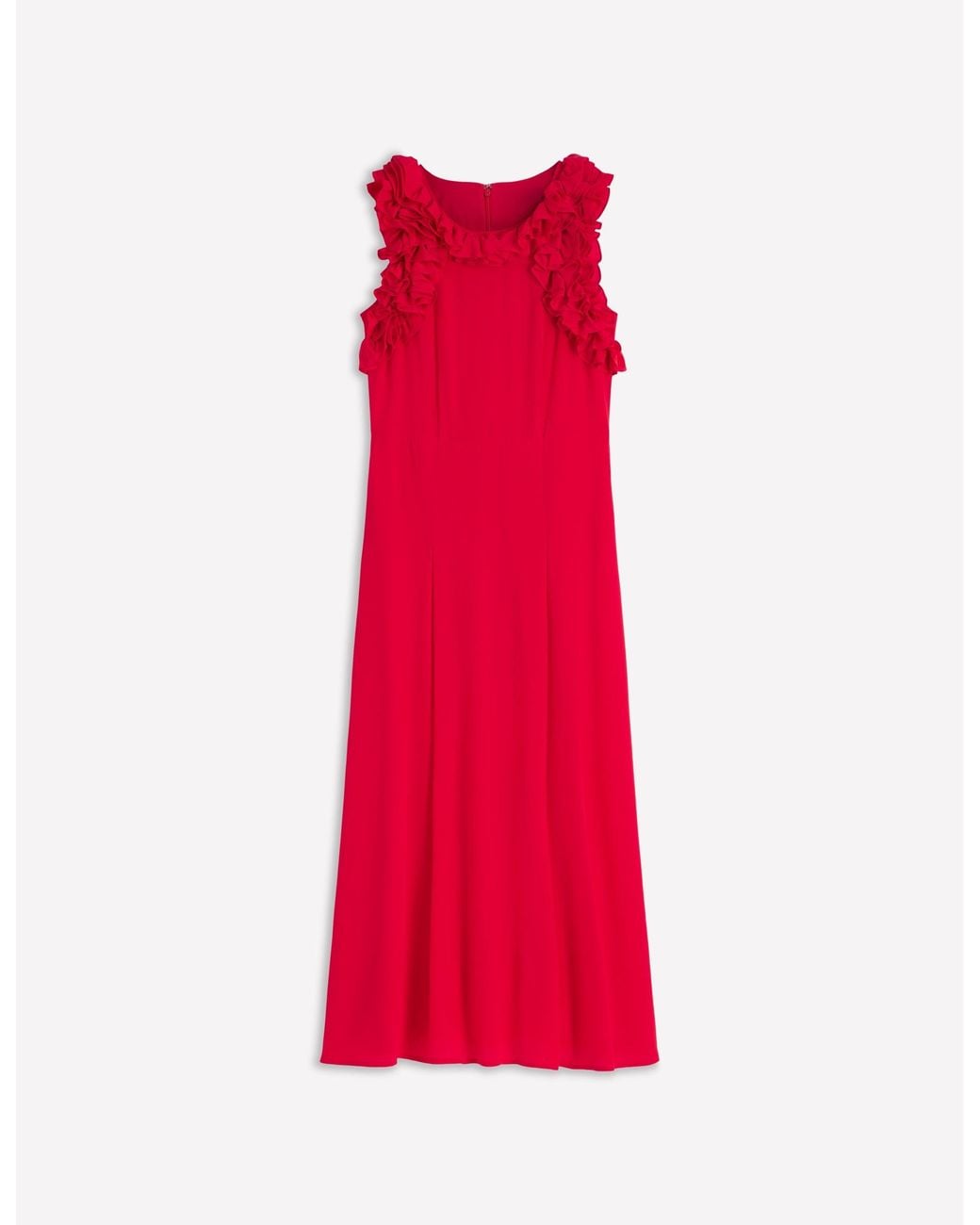 Boden Red Ruffle Silk Midi Dress