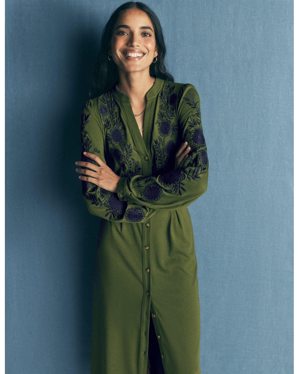 Boden Green Juliet Jersey Midi Dress