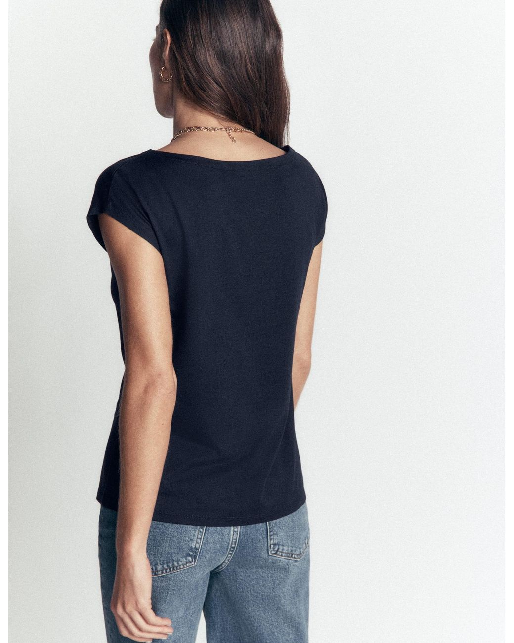 Boden Blue Supersoft Slash Neck T-Shirt