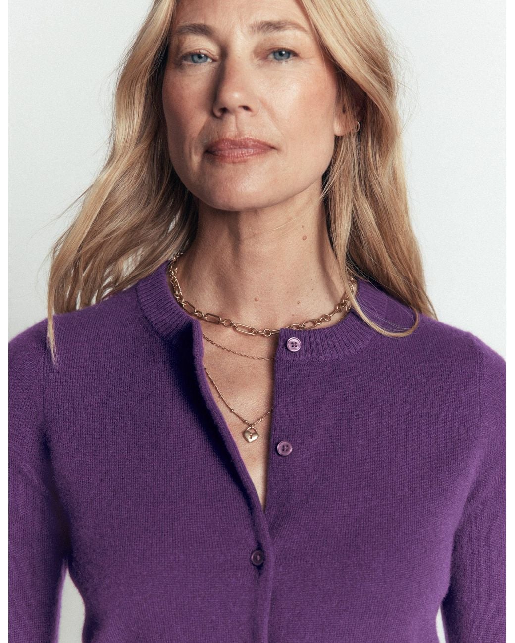 Boden Purple Elsie Cashmere Crew Cardigan