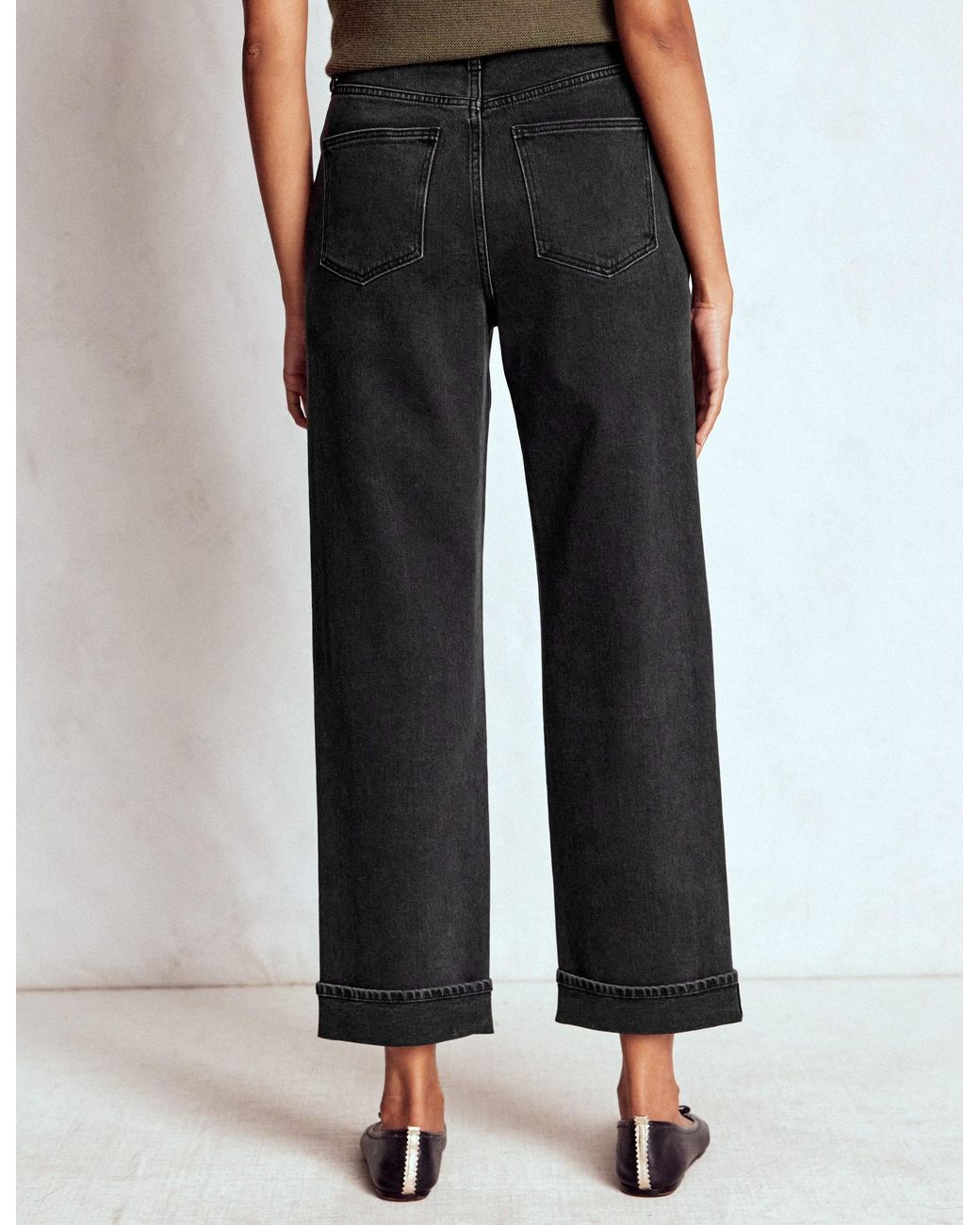Boden Black Mid Rise Straight Leg Jeans